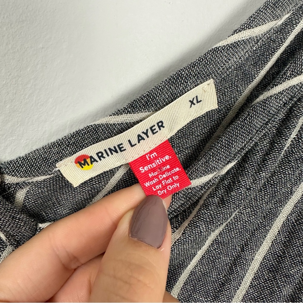 Marine Layer Gray Striped Tiered Sleeveless Maxi Dress - Picture 3 of 5